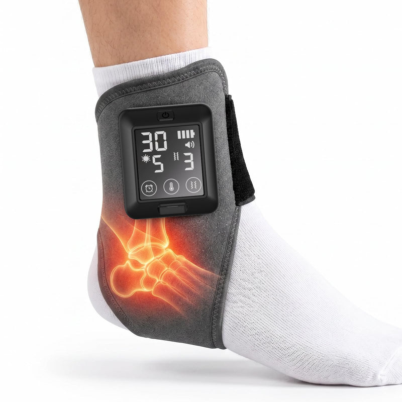 Foot Massager with Heat, Cordless Heated Ankle Wrap with Vibration, 4000mAh Rechargeable Adjustable Ankle Brace, 6 Heat & 6 Vibration Levels, 6 Timing Options(Single)