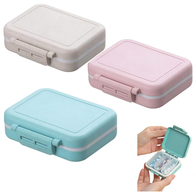 3Pack 3 Compartments Travel Pill Case Moisture Proof Small Pill Holder Portable Portable Moisture Proof Medicine Vitamin Container 3 Pack