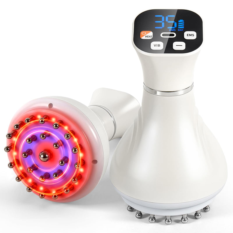 4-in-1 Lymphatic Drainage Massager, Body Sculpting Machine, Handheld Massager for Legs Thighs Arms Back, Cellulite Machine for Smooth & Toned Skin (White) White