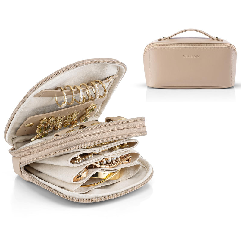VLANDO Travel Jewelry Case Makeup Bag for Women