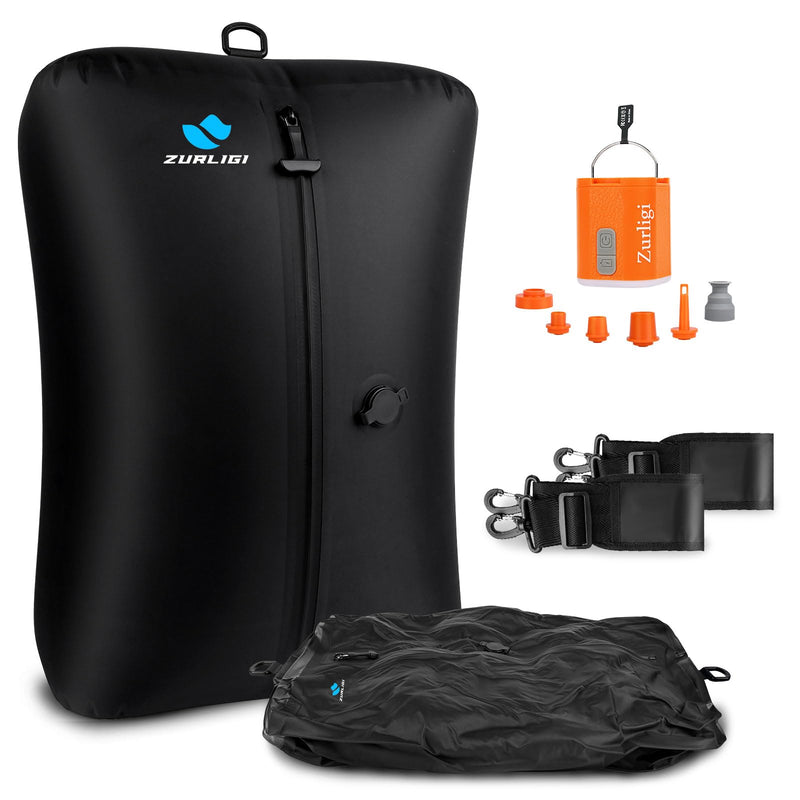 Zurligi Travel Vacuum Bag with Pump, Airtight Zipper and Shoulder Strap | Waterproof Anti-Rip Durable Nylon-TPU Bag with Airtight Heavy-Duty Zipper for Travel, Moving, Gym, Beach, and Home Storage 1-Pack, Black