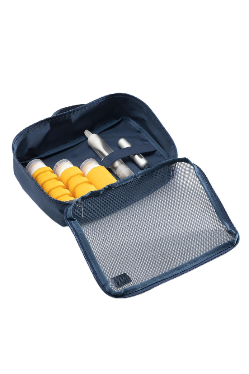 Decent Travels Toiletry Kit – Compact Travel Bag with Refillable Bottles (90ml), Perfume Atomizer & Foldable Toothbrush for Carry-On Essentials