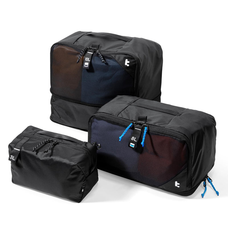 tomtoc 3 Set Packing Cubes for Travel, Compression Expandable Organizers | Odor-resistant Travel Bag Pouch for Backpack & Suitcase, Luggage Organizer Accessories for Travel Essentials Storage Packing Cubes 3 Pack