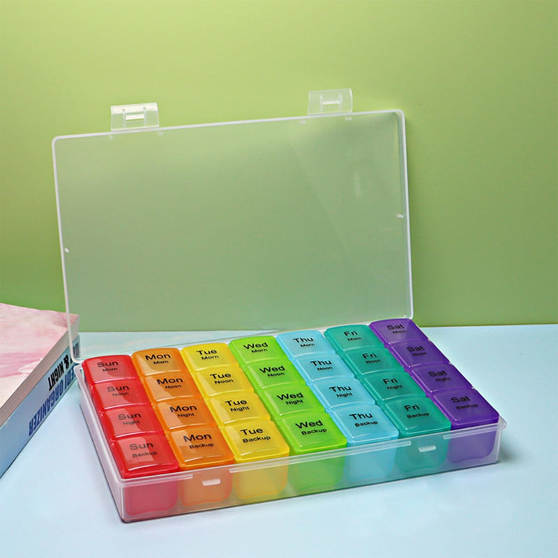 Pill Organizer Pill Case (7-Day) 4 Times a Day AM/PM, Travel Medicine Planner Weekly, Vitamin Organizer, Removable Trays, Large Compartments, Arthritis Friendly, BPA Free, 4 Times a Day, White 4 Times a Day - White