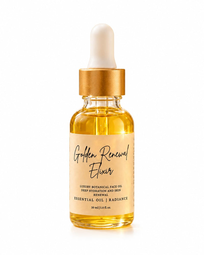Bodji Golden Renewal Elixir Face Oil for Mature Skin, Hydrating Organic Face Oil, Rosehip Oil, Black Seed Oil, Evening Primrose Oil, Sweet Almond Oil & Vitamin E, Lightweight Serum for Dry, Aging Skin