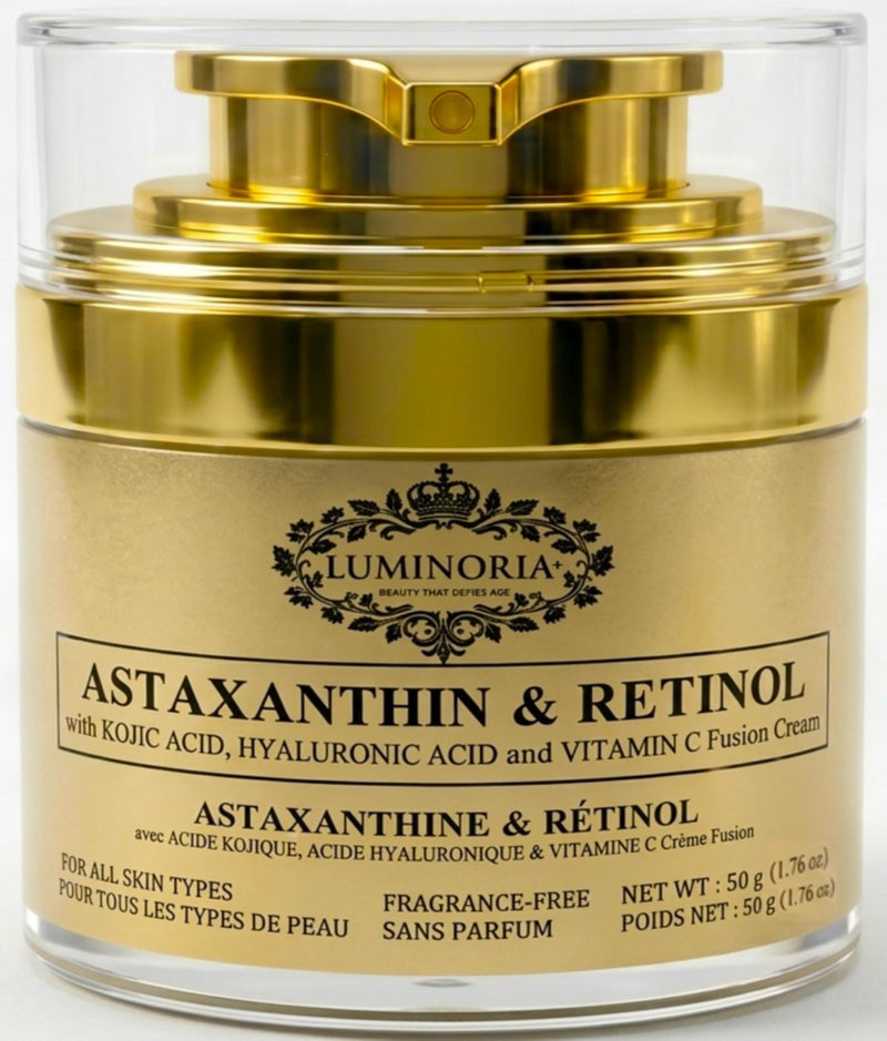 LUMINORIA+ | K-Beauty Inspired Retinol Face Cream with Astaxanthin & Hyaluronic Acid | Hydrating & Brightening Face Moisturizer for Fine Lines, Dark Spots & Uneven Skin Tone | 50 g / 1.76 oz