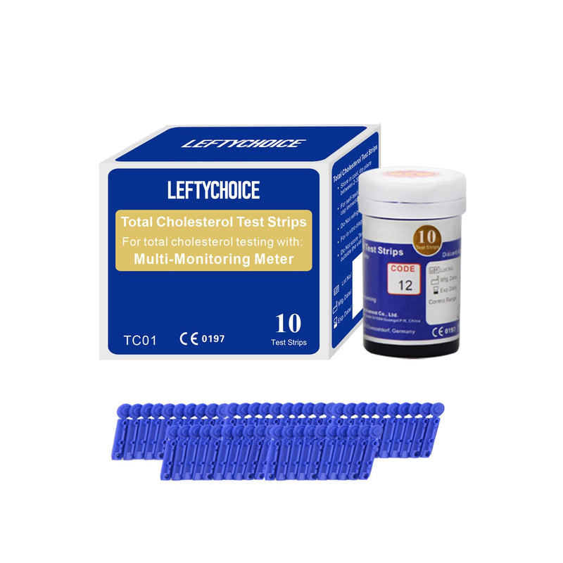 10 PCS Total Cholesterol Test Strips for LCLBM-01 2 in 1 Total Cholesterol and Hemoglobin Testing Meter (Device NOT Included) 10 PCS Blue