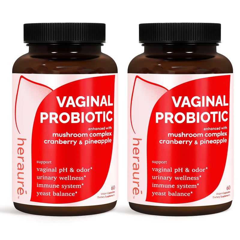 HerAure Vaginal Probiotics for Women - PH Balance,Yeast Balance,2pcs x60CT | Healthy Vaginal Odor, Vaginal Flora,Women Probiotics and Prebiotics, Immune Support - Prebiotics & Lactobacillus Probiotic 120 Count (Pack of 1)