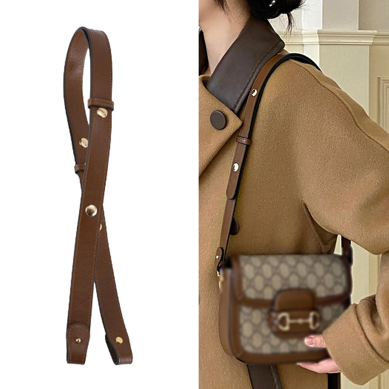 3-Length Adjustable Purse Replacement Crossbody Strap for Gucci Ophidia Bamboo Diana Bags, Genuine Leather Brown Shoulder Strap for Women Tote Handbags,75cm/85.5cm/106.5cm (29.5"-41.9") 41.9
