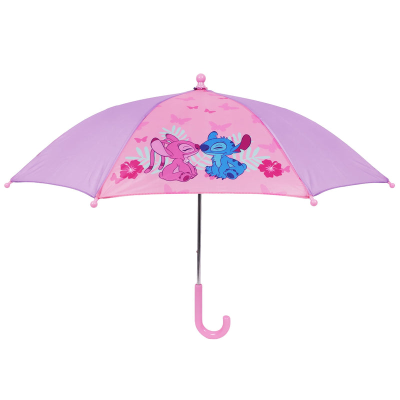 Concept One Lilo & Stitch Umbrella for Kids, Pink | and Purple, Girls with Curved Handle and Safety Tips, Cute Umbrellas for Rain