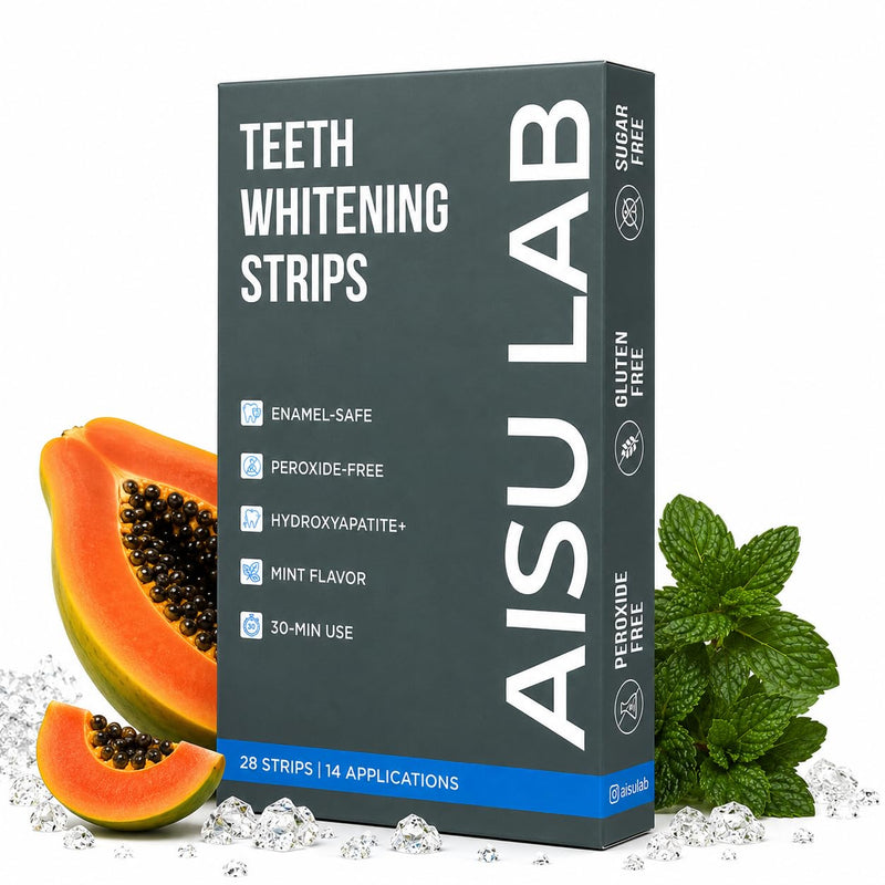 Teeth Whitening Strips for Sensitive Teeth, Peroxide Free with Nano Hydroxyapatite, Enamel Safe Stain Remover, 14 Treatments (28 Strips), Fresh Mint