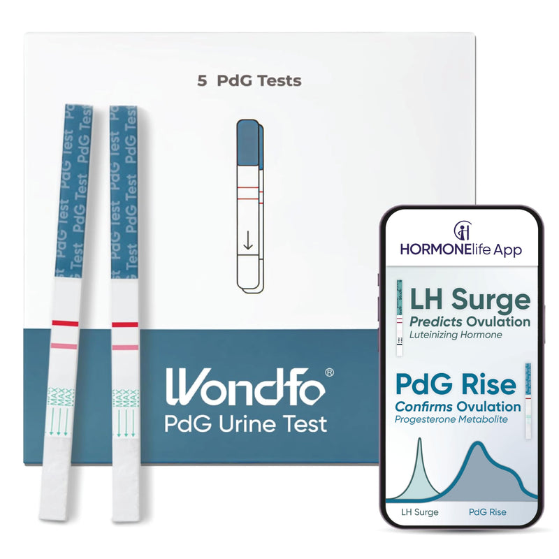Wondfo PdG Test Strips for Women - At-Home Urine Test Strips,5 Tests | Tracks Progesterone Metabolite, Ideal for Trying to Conceive, Simple At-Home Use