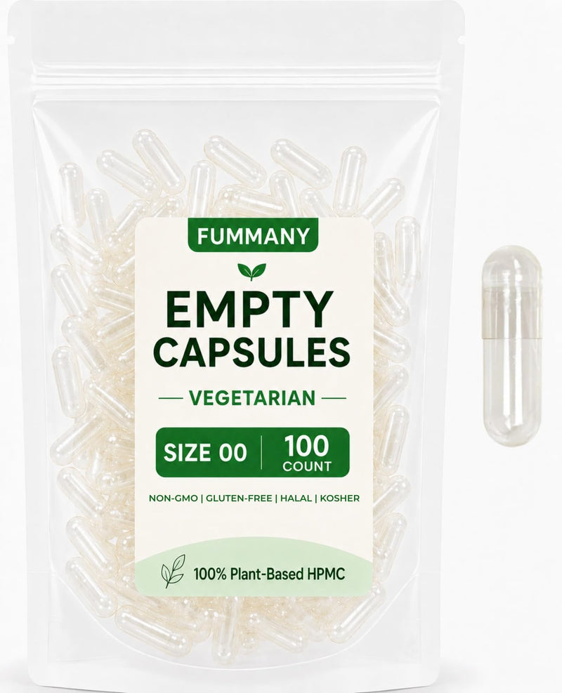 Size 00 Vegan Empty Pill Capsules -100 Count Clear Veggie Vegetarian Capsule Filling Vitamin Powders for DIY Supplements 100 Count (Pack of 1)