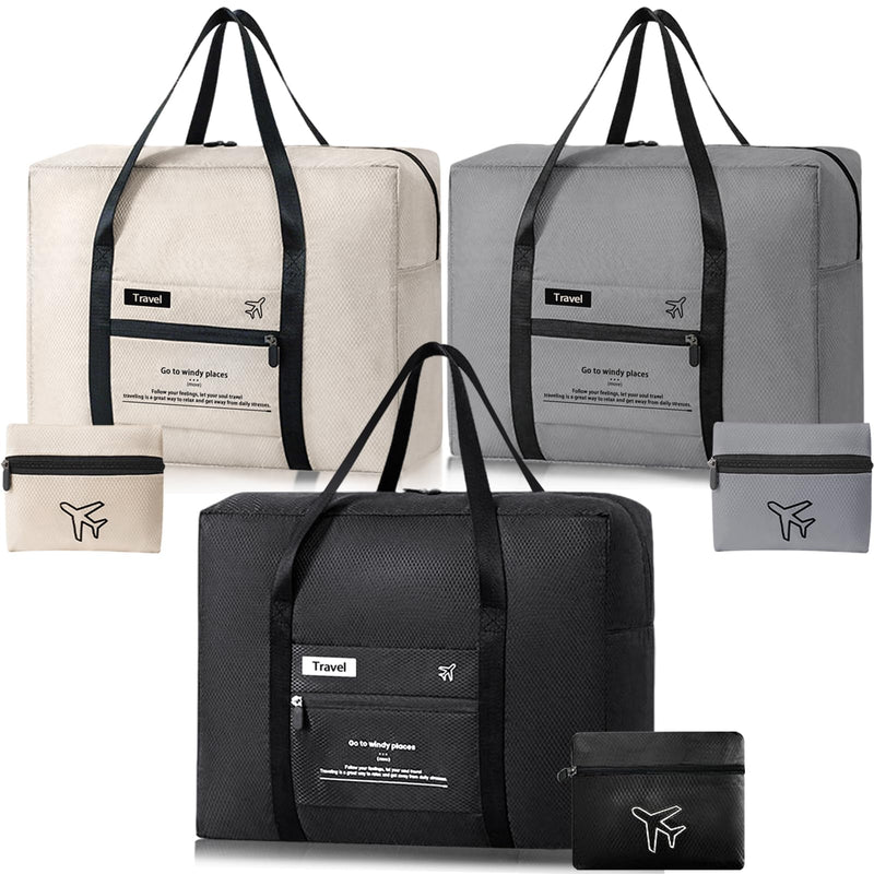 INVODA Travel Bag, Foldable Carry On Duffel Tote Gym Weekender Overnight Bags Spirit Airlines Personal Item Luggage Bag for Women and Men (3PCS) 3PCS