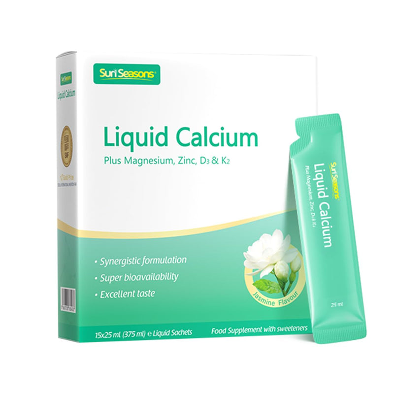 Liquid Calcium, Calcium Magnesium Zinc + D3 & K2, 15 Packets | For adults, 15 packets with 800mg calcium citrate; includes magnesium, zinc, D3 & K2 for bone support.