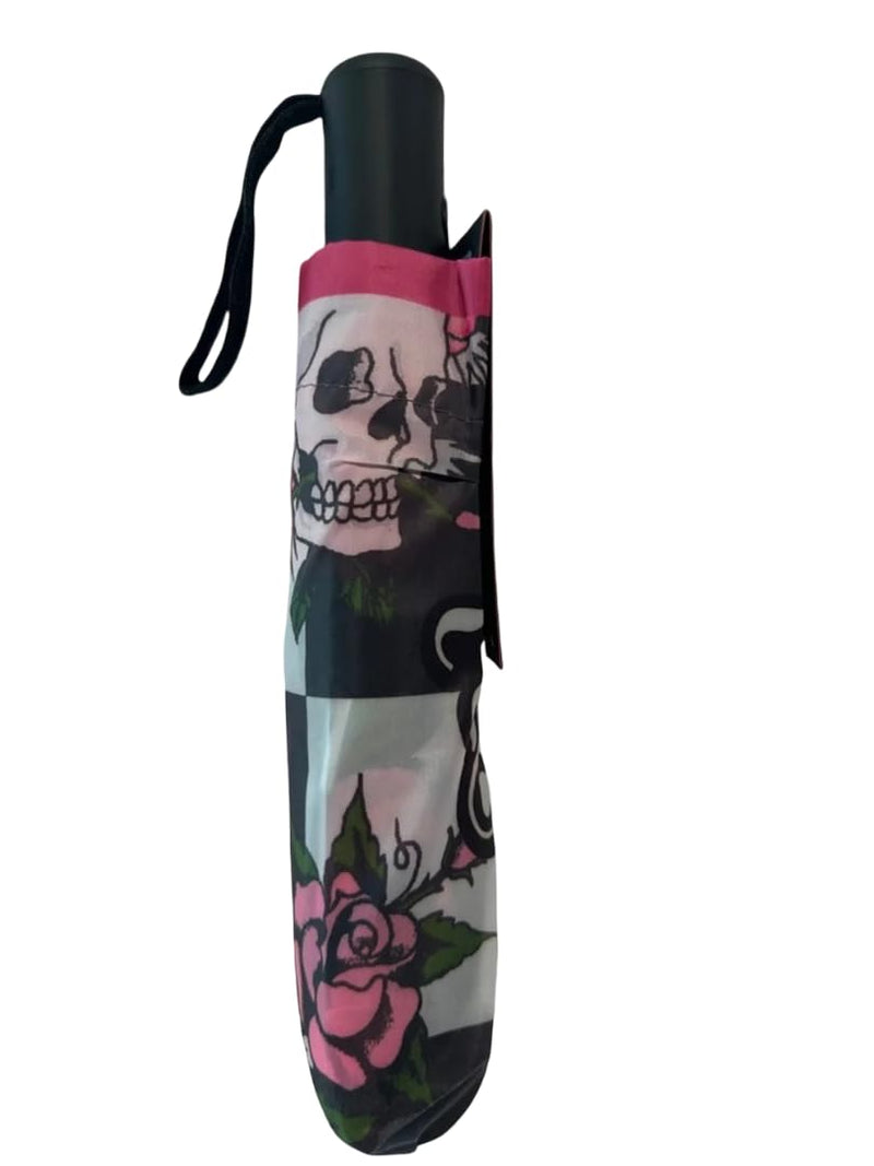 ED HARDY Tattoo Skull/Rose Auto Open Close Compact Umbrella