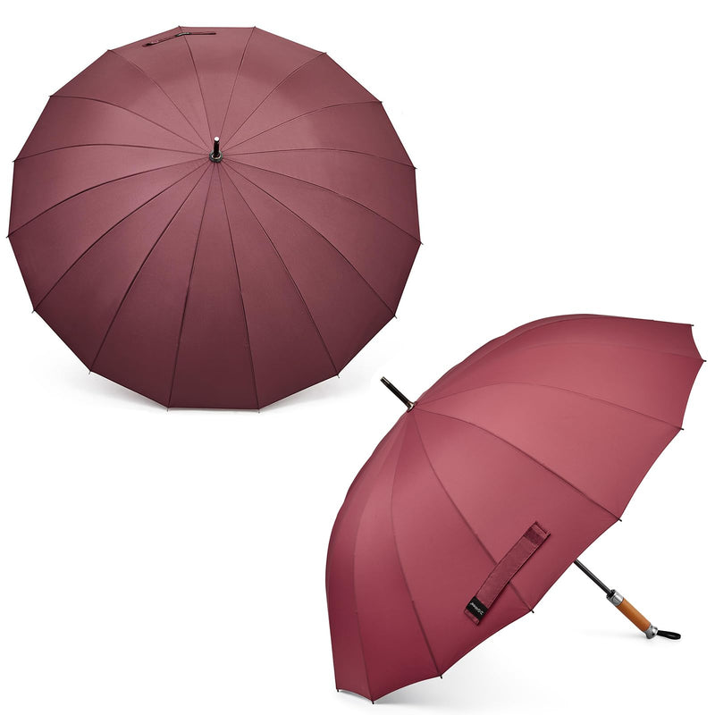 G4Free 54 Inch Large Windproof Umbrella Auto Open Classic Wooden J Handle 54 Inch Strong Windproof Large Umbrella Auto Open Wooden Handle