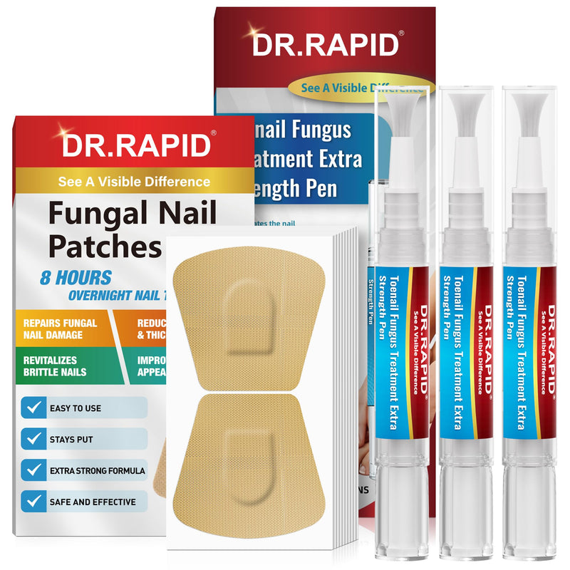 Toenail Fungus Treatment Extra Strength - DR.RAPID Toenail Fungus Treatment Pen & Fungal Nail Patches, Day and Night Fungal Nail Treatment Set, Ideal for Nail Repair for Damaged Nails Toenail Fungus 0.1 Fl Oz (Pack of 20)