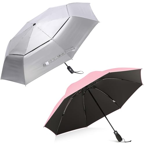 G4Free UPF 50+ UV Protection Travel Umbrella 46 Inch 46 Inch Reverse Windproof Umbrella for Sun&Rain
