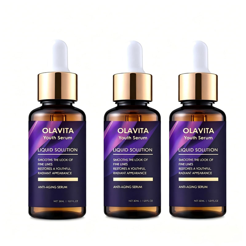 Liquid Solution Anti Aging Serum for Face with Collagen | Hyaluronic Acid, Ceramide & Vitamin C, Hydrating and Firming Wrinkle Anti-Aging Serum for Fine Lines and Dull Skin (3 Pack) 3 PACK