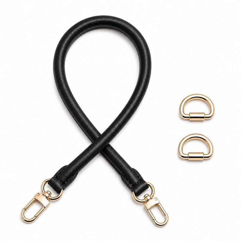 Vachetta Leather Shoulder Strap Replacement Strap, 27" Rounded Rolled Bag Strap for Soft Lucky Speedy 25 30 Satchels Classic Noir Strap Only
