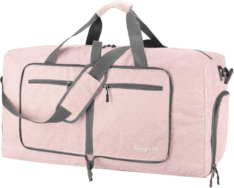 Woogwin Travel Duffel Bag Large Foldable Waterproof Overnight Bag for Beach Swim Bags Pool Sports Gym 60L SnowPink