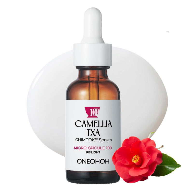Camellia TXA CHIMTOK™ Serum, Tranexamic Acid Serum for Dark Spots, Hyperpigmentation & Melasma, TXA + Vitamin C, Korean Brightening Serum with Micro-Spicule Texture Care, 1.01 fl oz Camellia TXA Dark Spot Serum
