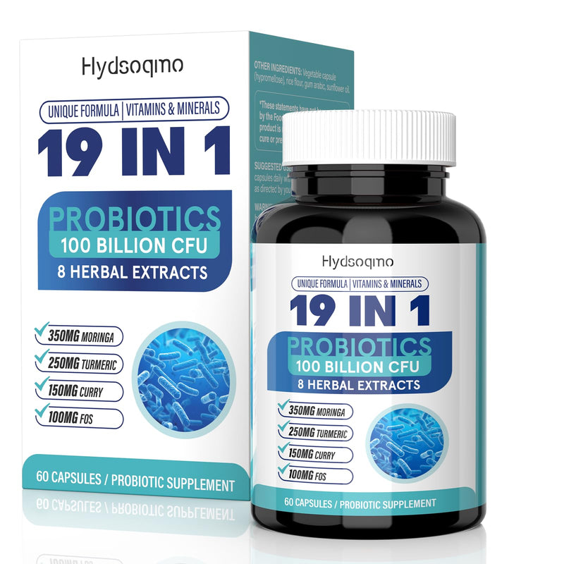 Probiotics for Women – Menopause, Digestive & Gut Health Support with 100 Billion CFU, FOS Turmeric, Moringa, Curry, Boswellia Serrata, Vitamins & Minerals, Daily Probiotic Supplement, 60 Capsules 60 Count (Pack of 1)