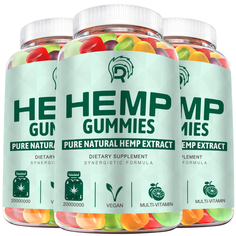 Hemp Gummies (3 Pack) for Sleep, Pain, Anxiety - High Potency Extra Strength Hemp Oil Gummies - Low Sugar Organic Bear Edible Candy Hеmp Supplement Gummy