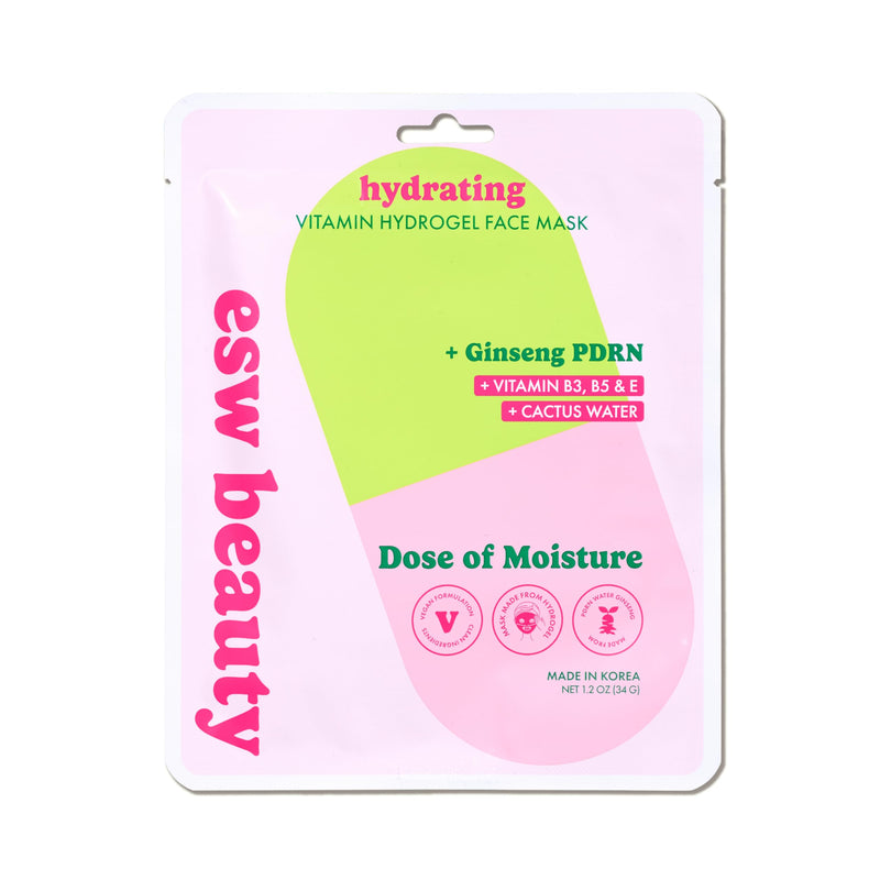 ESW Beauty PDRN Face Mask, Dose of Moisture, Korean Skin Care, 1 Pack | Hydrogel Sheet Face Mask, Vitamin PDRN Mask with B Vitamins, Cactus Water & Vitamin E for Hydrating & Moisturizing Dry Skin