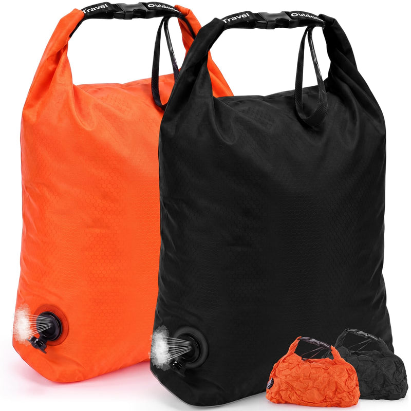 Hsei 2 Pcs Compression Travel Laundry Bag Pump-free Vacuum Compression Dirty Clothes Bag Waterproof Wet Dry Bags Reusable Space-saving Camp Clothes Storage Organizer for Camping Swimming Gym Dorm