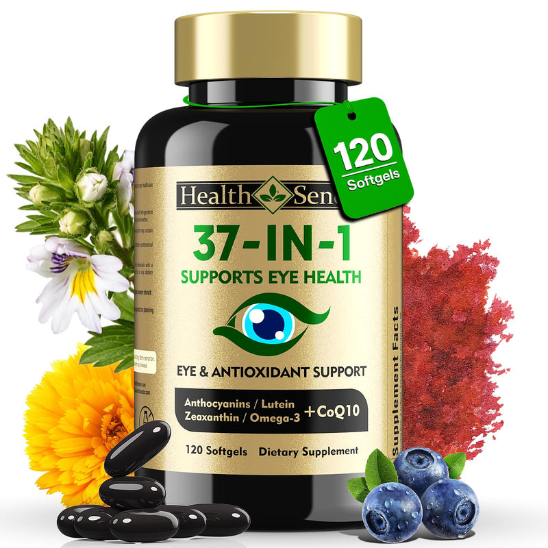 37 in 1 Eye Vitamins with Lutein and Zeaxanthin Supplement, AREDS 2 Inspired Eye Supplement with CoQ10, Omega-3, Minerals Eye Health Support for Adults & Seniors, Daily Vision Supplement, 120 Softgels 120 Count (Pack of 1)