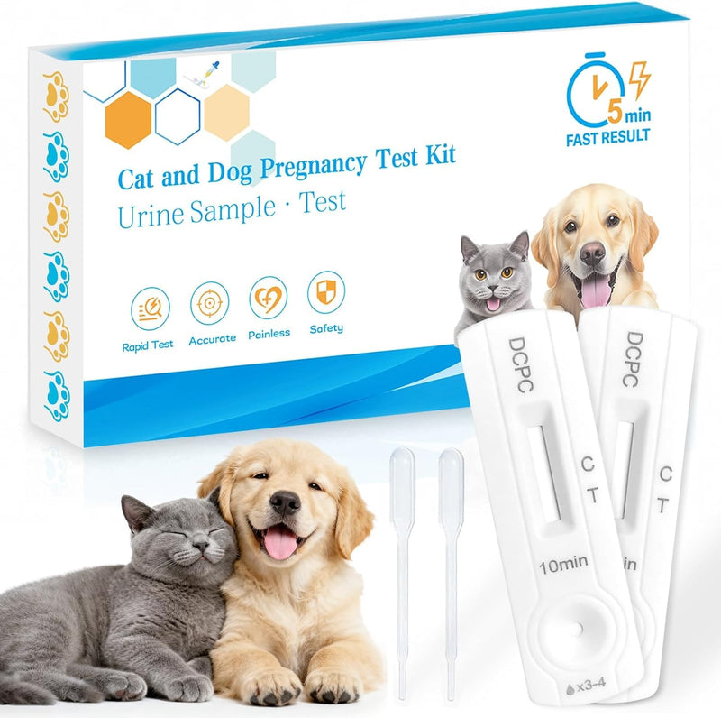 2-Pack Dog & Cat Pregnancy Test Kit – Early Detection Home Urine Test for Pets, 99% Accurate Results in 5-10 Minutes, Painless & Stress-Free, Suitable for All Breeds 2 Pack