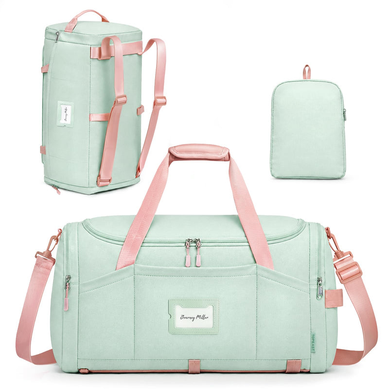 TOPEAST Foldable Duffle Bag for Travel, Large Travel Duffel Bags for Women | 4 in 1 Travel Backpack, Carry on Weekender Bags for Women Travel, 40L Capacity, Multi-Pocket, Water-resistant, Green
