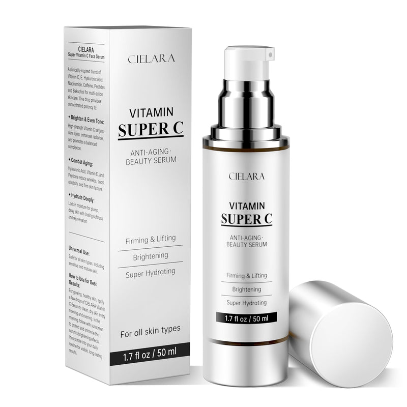 Vitamin C Serum for Face -20% Super Vitamin C 1.7 FL OZ | Vit C Hyaluronic Acid, Vitamin E, Peptides, Collagen Wrinkle Serume, Dark Spots, tighten, firming, lift,Brightening 1.7 Fl Oz (Pack of 1)