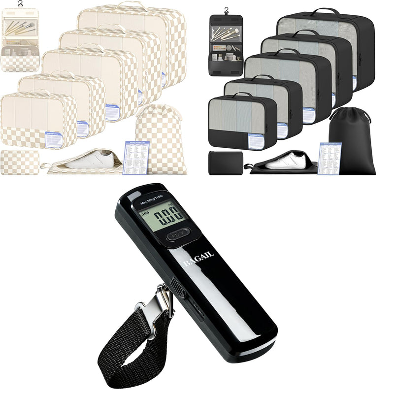 BAGAIL 18 Set Packing Cubes and Digital Luggage Scale