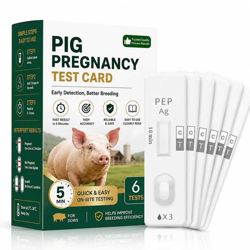 Pig Pregnancy Test – 6 Urine Strips for Sows, Early Detection Kit, Simple & Reliable for Farm or Home Use, Fast 10-Minute Results