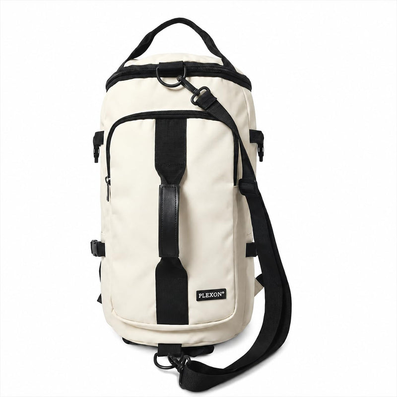 Plexon 3 in 1 Duffle Backpack for Travel Gym Sports Workout, 21" Water-resistant Carry On Duffel Bag, Lightweight Tear-Resistant Weekender for Men Women White
