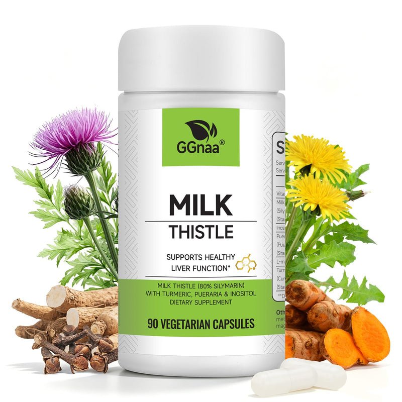 Milk Thistle Capsules, Milk Thistle Extract & Antioxidants 300mg, Pueraria& Inositol & Vitamin C, Liver Detox Support, 90 Capsules 1