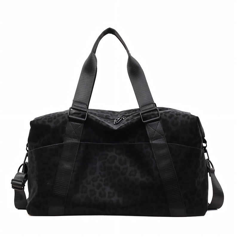 Leopard Print Tote Duffle Bag for Women, Animal Cheetah Print Purse, Crossbody Travel Tote Bag with Zipper Trolley Sleeve, Large Capacity Leopard Gym Bag with Pocket, Y2k Cute Everyday Purse for Work