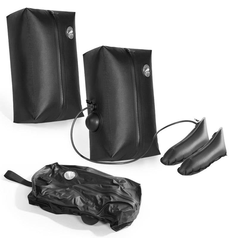 LIL SUB Travel Vacuum Compression Shoe Bags with Inflatable Shoe Trees, Space Saving Shoe Storage Bags, Built-In Hand Pump & Air Pump Compatible Shoe Organizer, Mixed Set: 1 Compression + 1 Regular Black