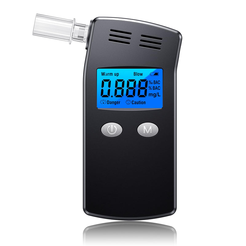 Breathalyzer, 2026 Upgraded Alcohol Breathalyzer Tester with LCD Display, Portable Personal Breathalyzer for Home and Travel Use (Includes 10 Mouthpieces) (Black) | Portable Design, Home & Travel Use, Includes 10 Mouthpieces, Personal Use Black
