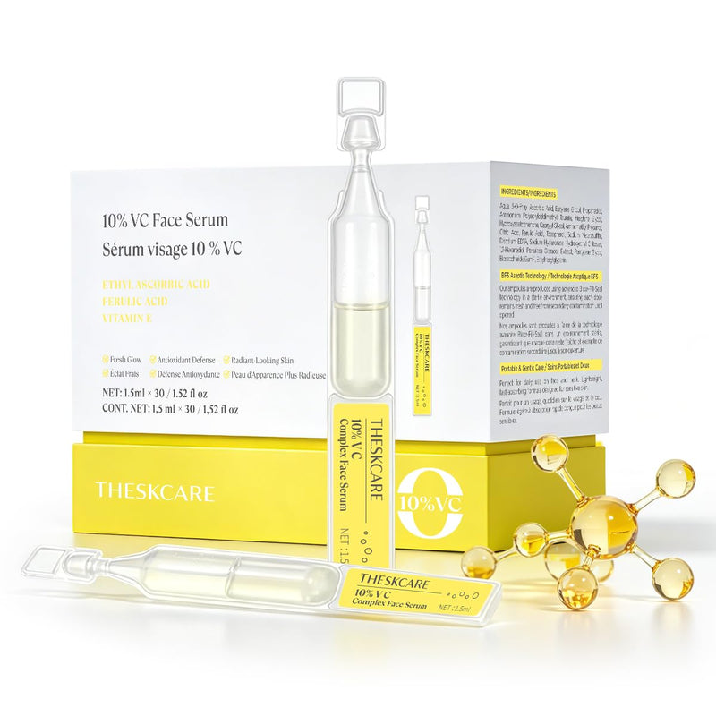 10% Vitamin C Fresh Single-Dose Ampoules 45ml for Brighter-Looking Skin | 10% Ethyl Ascorbic Acid + Ferulic Acid + Vitamin E/Gentle formula suitable/brighter-looking skin
