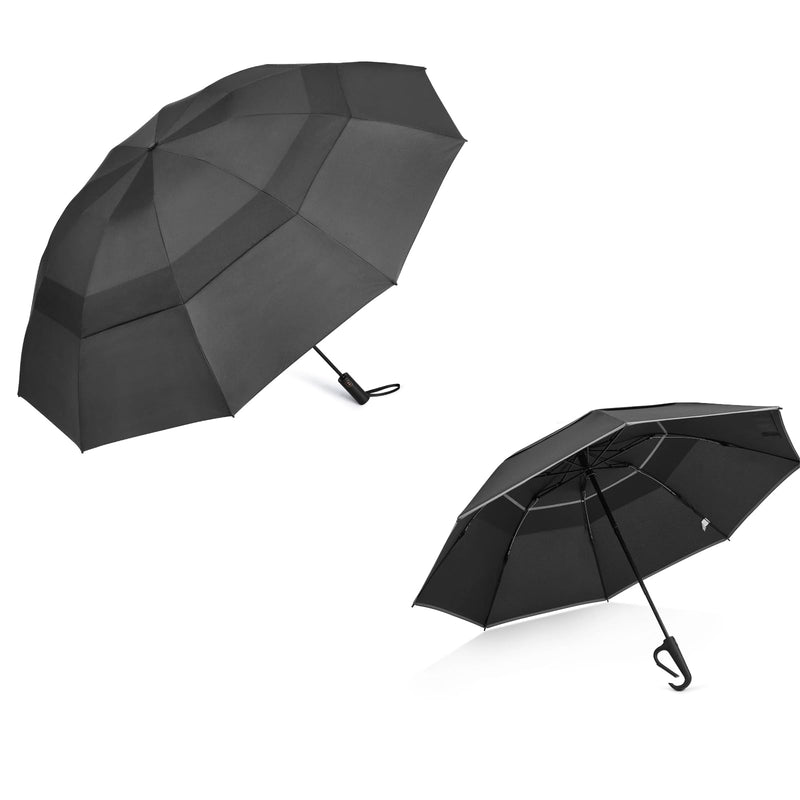 G4Free 62 Inch Large Golf Umbrella & 46inch Umbrella with Carabiner Handle, Windproof for Rain Double Canopy Automatic Open Close.