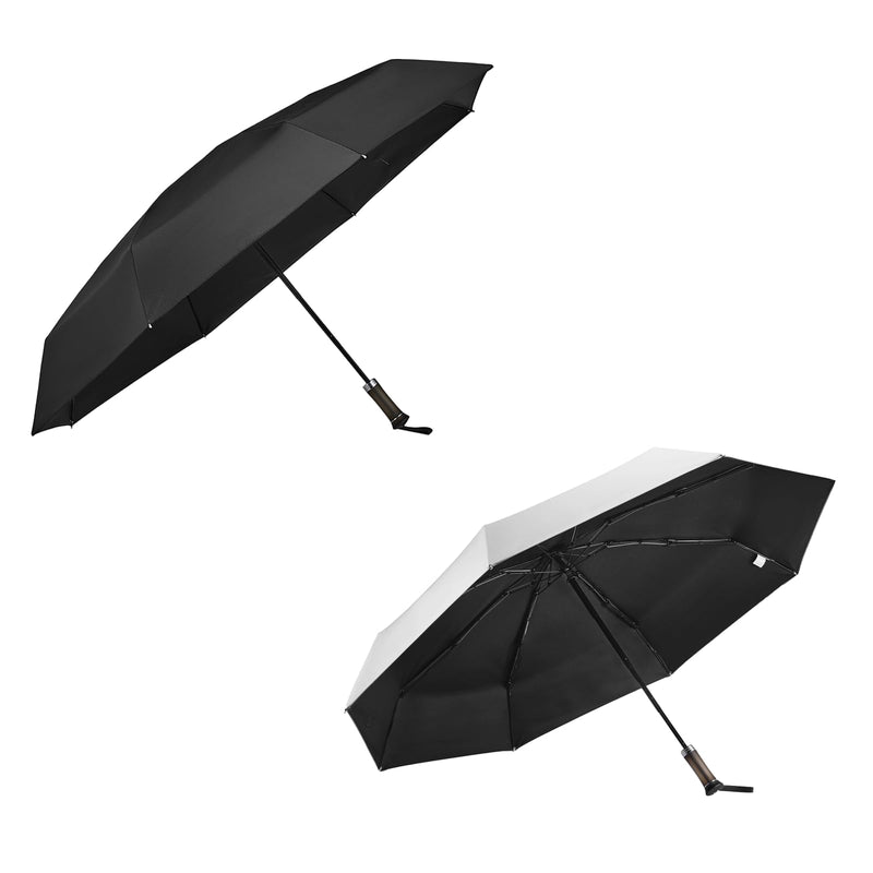 G4Free 46 Inch Mini Lightweight Travel Umbrella, Extendable Built-in Handle, UPF 50+ UV Protection(Black Coating+Silver Coating)