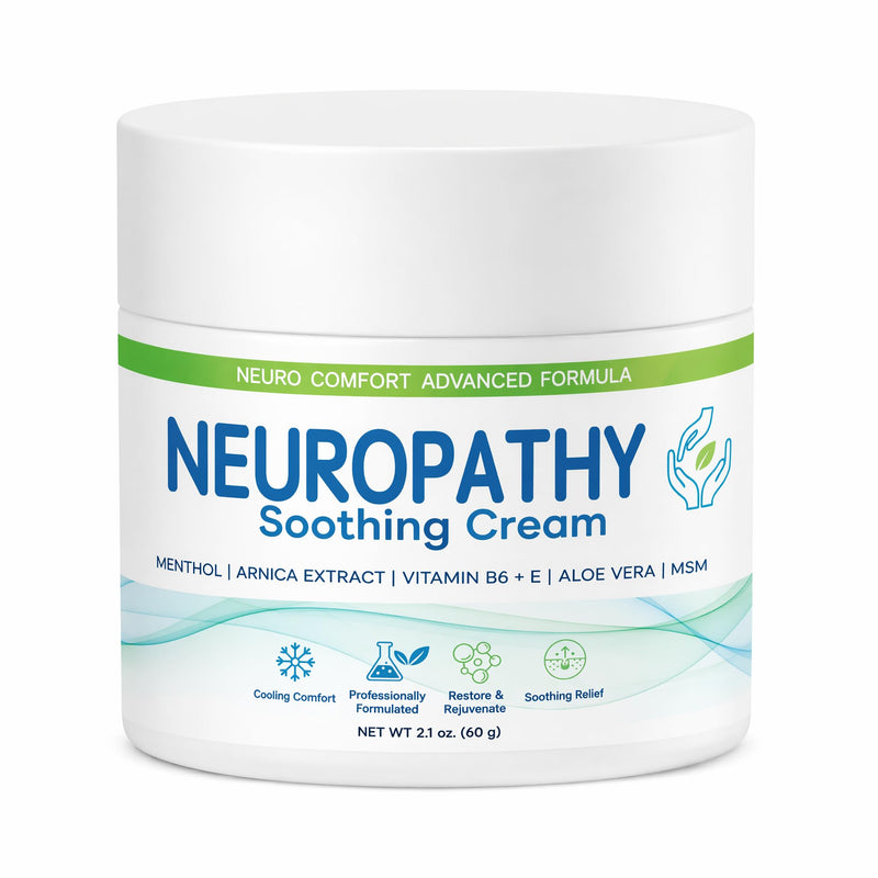 Neuropathy Soothing Cream - Nerve Relief Cream with Menthol, Arnica Extract, Vitamin B6 & E, Aloe Vera, MSM for Feet, Hands, Legs, 2.1 oz