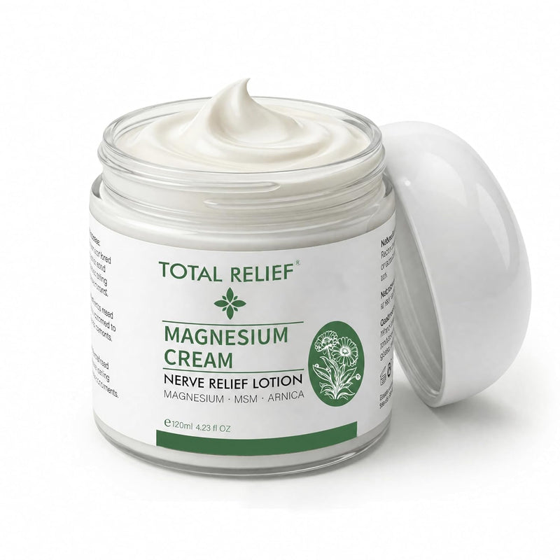 TOTAL RELIEF Magnesium Cream - Extra Strength Lavender Magnesium Lotion for Foot, Hands, Legs, Toes Includes Arnica, Vitamin B6, Aloe Vera, MSM