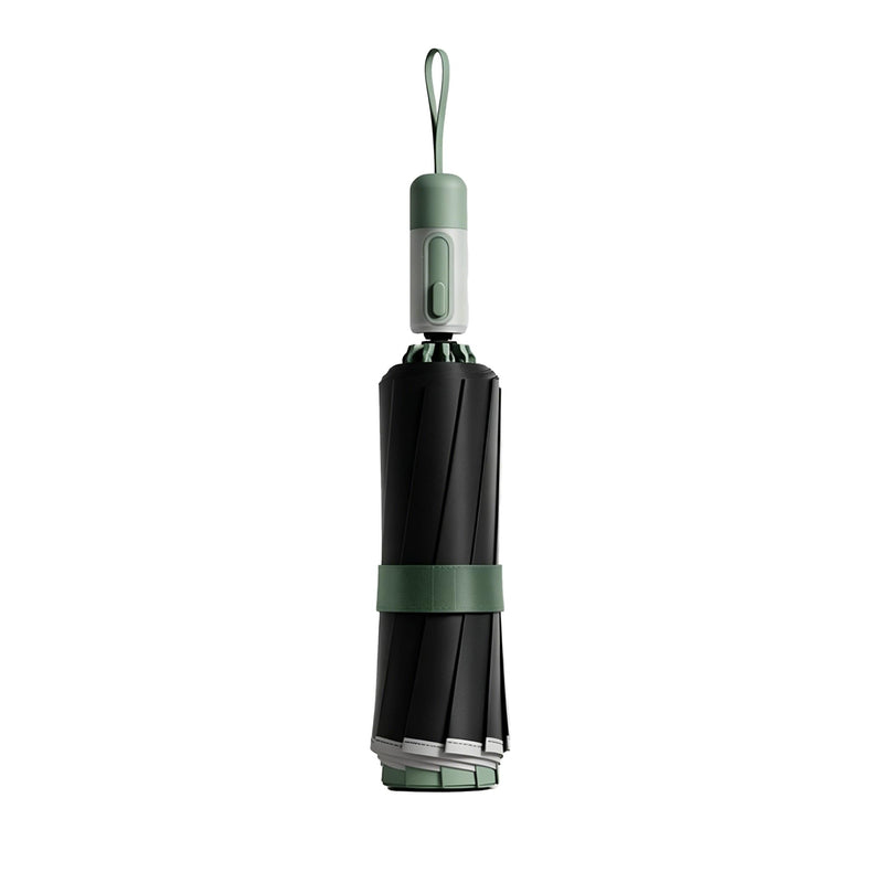 Reverse-folding umbrella with jelly handle and 50+ UPF sun protection Green