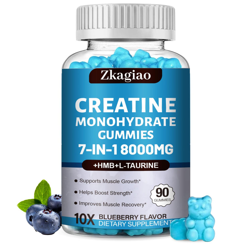 2 Packs Creatine HMB Monohydrate Gummies for Men & Women, with L-Taurine, Vitamin B6 12, Muscle Boosting, Energy Support, Blueberry Flavor, 180 Counts 60 Days Supply 2 Packs