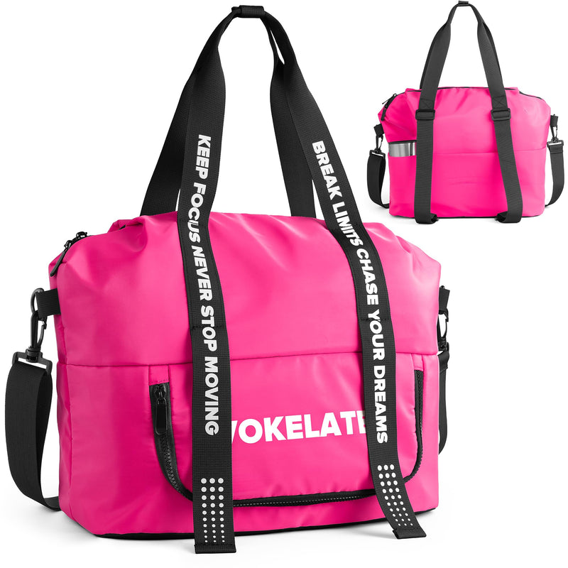 Sport Gym Bag for Women, Carry on Tote Personal Item Bag with Shoes Compartment, Travel Duffle Bag for Girl, Lightweight Overnight Luggage Bag for Travel, Airplanes, Sports - Hot Pink Gym Bag - Pink Other Sizes